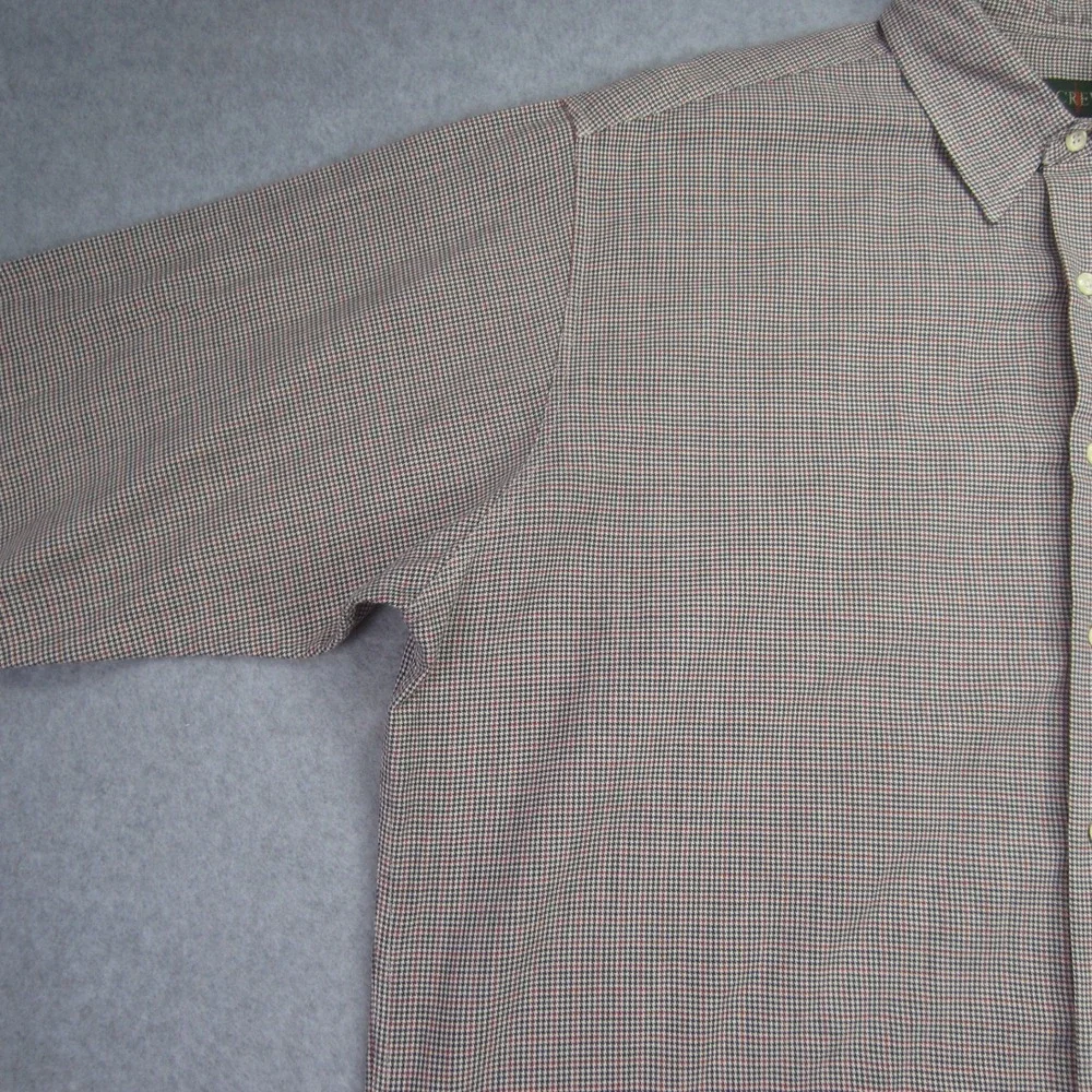 J Crew Shirt Mens Large Green‎ Red Houndstooth Long Sleeve Button Up Pocket